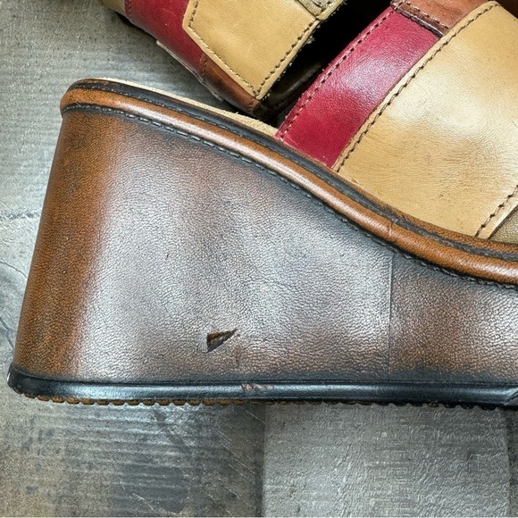 Candie’s Vintage 00’s Leather Platform Chunky Patchwork Slides size 7 1/2 - Picture 10 of 14